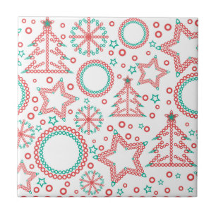 Carreau Décor ornemental Merry Christmas blanc sans charme