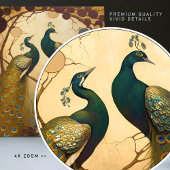 Carreau Décor Peacock Klimt Gold Green Wall Art Nouveau