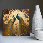 Carreau Décor Peacock Klimt Gold Green Wall Art Nouveau
