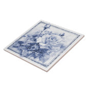 Carreau Décor Rose Delft Art Nouveau Aquarelle (Côté)