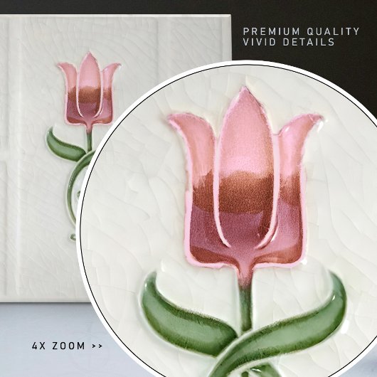 Carreau Décor rose Tulip Nouveau Art Déco Gibbons