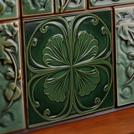 Carreau Décor vert Emerald Mur Art Nouveau Ceram