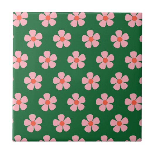 Carreau Décor vert Gras Y2K Fleur sauvage vibrant (Devant)