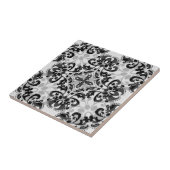 Carreau Décor victorien noir et gris damassé (Côté)
