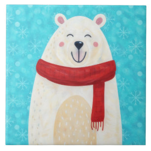 Carreau Décoratif d'Hiver de Jolie Ours Polaire Ne