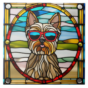 Carreau décoratif en verre coloré Yorkie