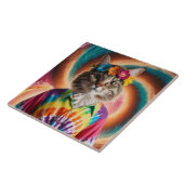 Carreau décoratif enfant fleur tabby mignon (Côté)