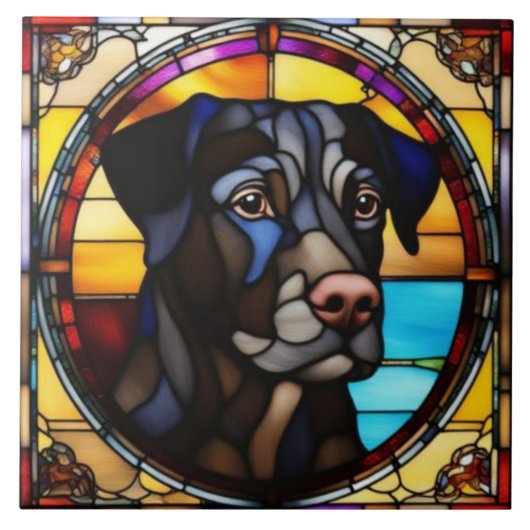 Carreau décoratif Labrador noir mignon (Devant)