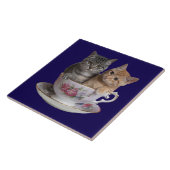 Carreau décoratif Tasse de thé Chat tabby mignon (Côté)