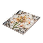 Carreau décoration art lys antique céramique ornée (Côté)