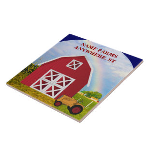 Carreau Décoration de ferme personnalisée de grange rouge