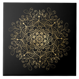 Carreau décoration élégante de mandala doré en céramique 