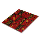 Carreau Décoration en patchwork tribal africain rouge sole (Côté)