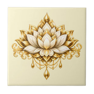 Carreau Décoration murale indienne fleur de lotus ivoire o