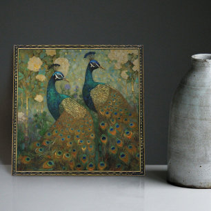 Carreau Décoration murale Paon Klimt Art Nouveau Impressio