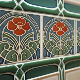 Carreau Décoration murale Tulipe Rouge Art Nouveau Art Déc