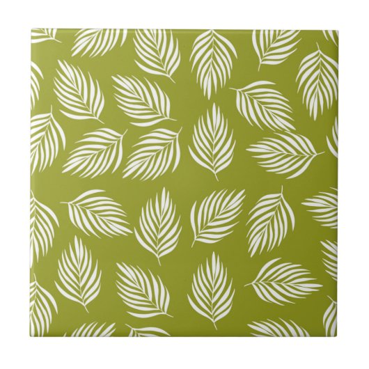 Carreau Decorative Lime Green Leaves Pattern (Devant)