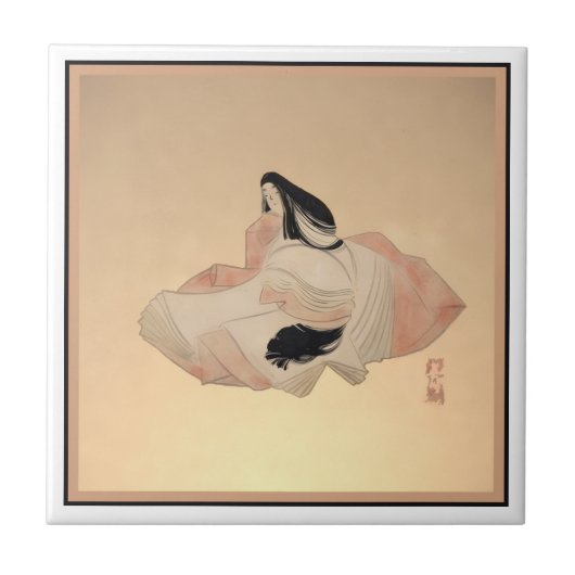 Carreau Decorative Tile with Ancient Japanese Print (Devant)