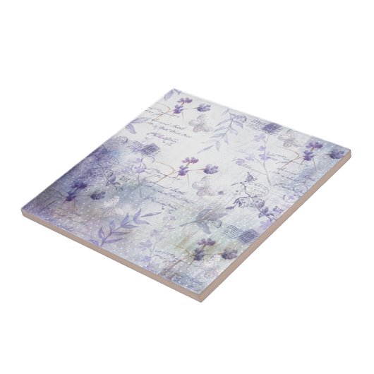 Carreau Découpage des fleurs de lavande (Côté)