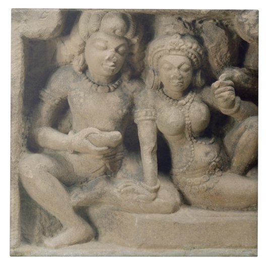 Carreau Découpage en pierre des amants appréciant un (Devant)