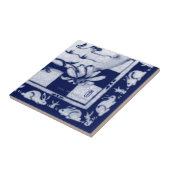 Carreau Dedham Bleu Blanc Lapin Lapin Tuile murale # 12 (Côté)