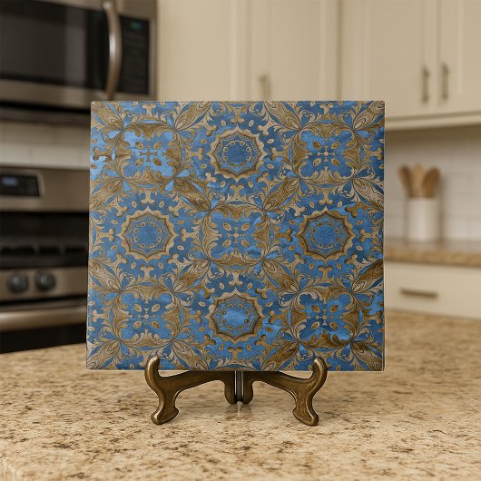 Carreau Deep Blue and Gold Ornate Medallion Pattern