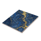 Carreau Deep Blue Golden Veins Abstract (Côté)