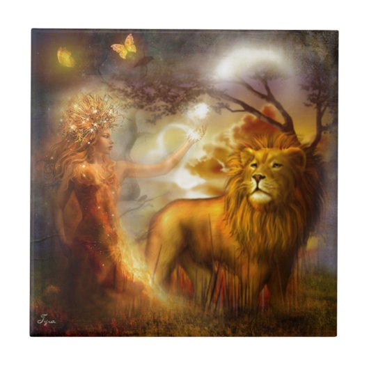 Carreau Déesse de nuit et Lion (Devant)