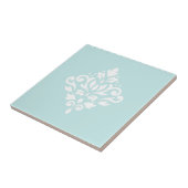 Carreau Défiler Damask blanc sur Duck Egg Blue (Côté)