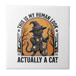 Carreau Déguisement de chat Halloween Drôle Vintage Sorciè