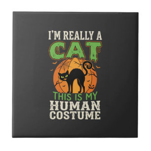 Carreau Déguisement Humain de Chat pour Halloween Design D