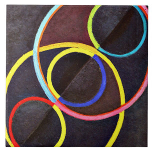 Carreau Delaunay - Soulagement noir avec cercles de couleu