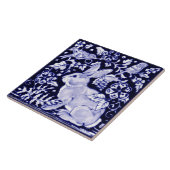 Carreau Delft Blue Bunny Lapin Oiseau Dedham élégant rusti (Côté)