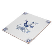 Carreau Delft Blue Dutch Style Fleurs d'oiseaux Indigo Cer (Côté)