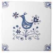 Carreau Delft Blue Dutch Style Fleurs d'oiseaux Indigo Cer (Devant)