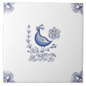 Carreau Delft Blue Dutch Style Fleurs d'oiseaux Indigo Cer (Devant)