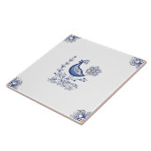 Carreau Delft Blue Dutch Style Fleurs d'oiseaux Indigo Cer (Côté)