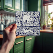 Carreau Delft Blue Victorian Hares Arts Crafts Mouvement