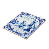 Carreau Delft Blue Windmill Bridge et Waterways (Côté)