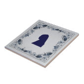 Carreau Delft en tuile bleue fille avec une oreille perle (Côté)