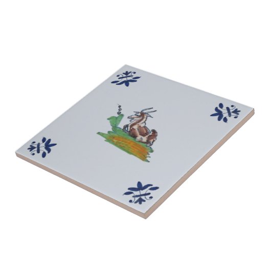 Carreau Delft Farm Animal Chèvre Blue Multi Repro c 1650 (Côté)