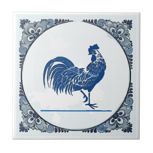 Carreau Delft look Rooster, change image, Ceramic Tile (Devant)