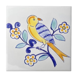 Carreau delft tuiles reproductions coloré motif oiseau