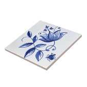 Carreau deltaplane reproductions fleur bleu classique (Côté)