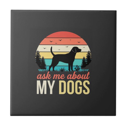 Carreau Demandez-moi à propos de mon chien Rétro Sunset_1 (Devant)