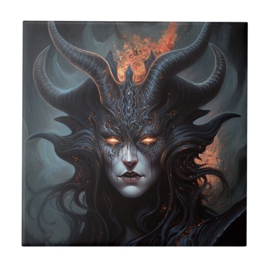 Carreau Demon Woman Queen Dark Imaginaire Art (Devant)