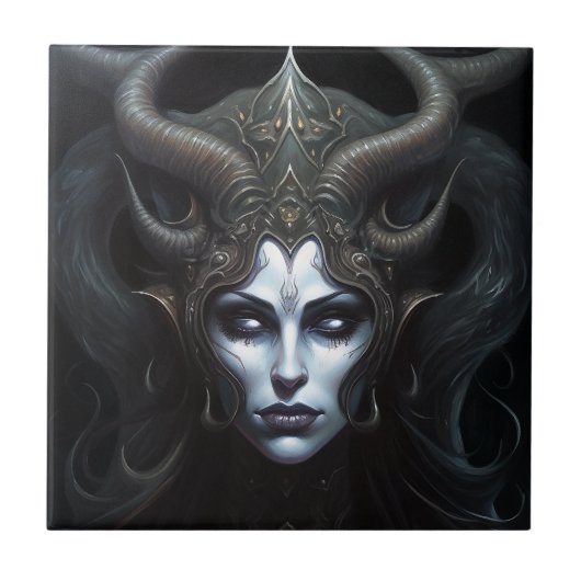 Carreau Demon Woman Queen Dark Imaginaire Art (Devant)