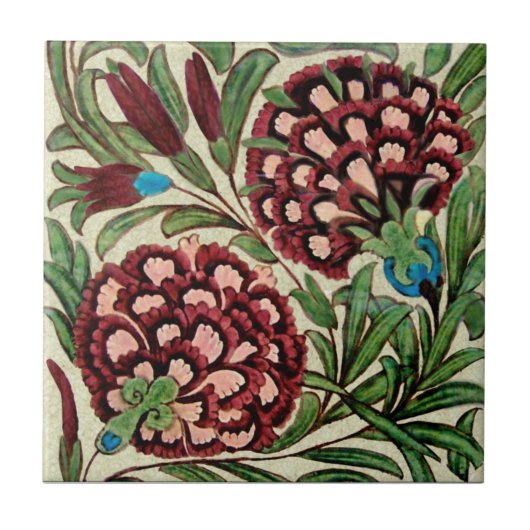 Carreau DeMorgan Persian Style Floral Repro antique HP (Devant)