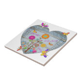 Carreau Denim Pocket Fleurs cardiaques Papillons (Côté)