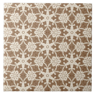 Carreau Dentelle antique - crème et marron